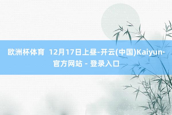 欧洲杯体育  12月17日上昼-开云(中国)Kaiyun·官方网站 - 登录入口