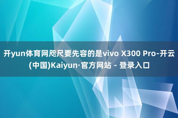 开yun体育网咫尺要先容的是vivo X300 Pro-开云