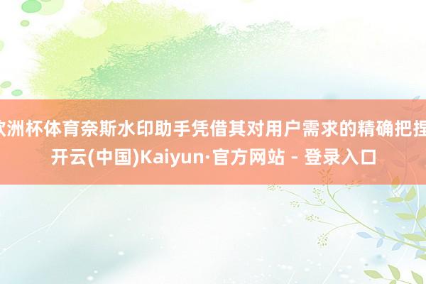 欧洲杯体育奈斯水印助手凭借其对用户需求的精确把捏-开云(中国